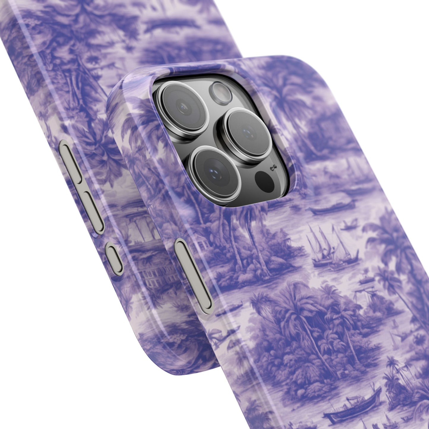 Slim Phone Cases - Tropical Toile #1, purple