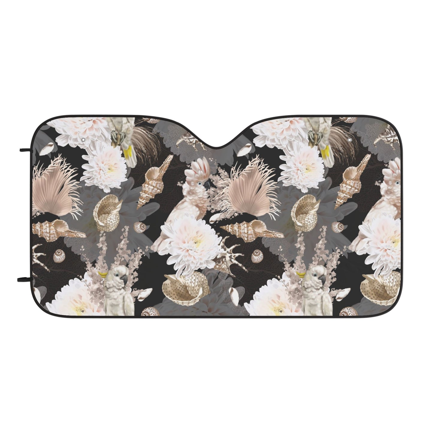 Tropical Car Sun Shades / Parrots, Flowers and Seashells Toile