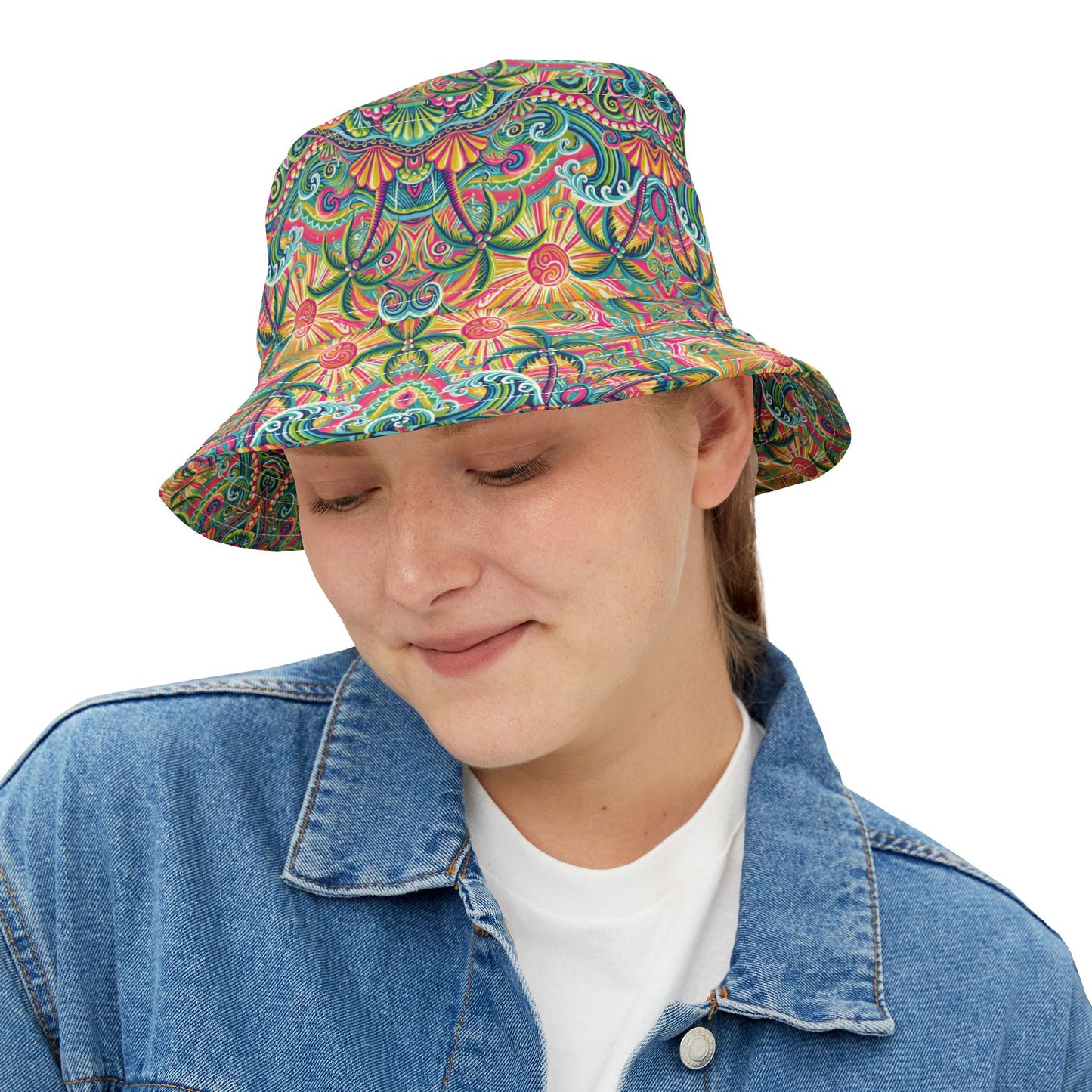 Tropical Polyester Bucket Hat, 2 Sizes - Kaleido Bay