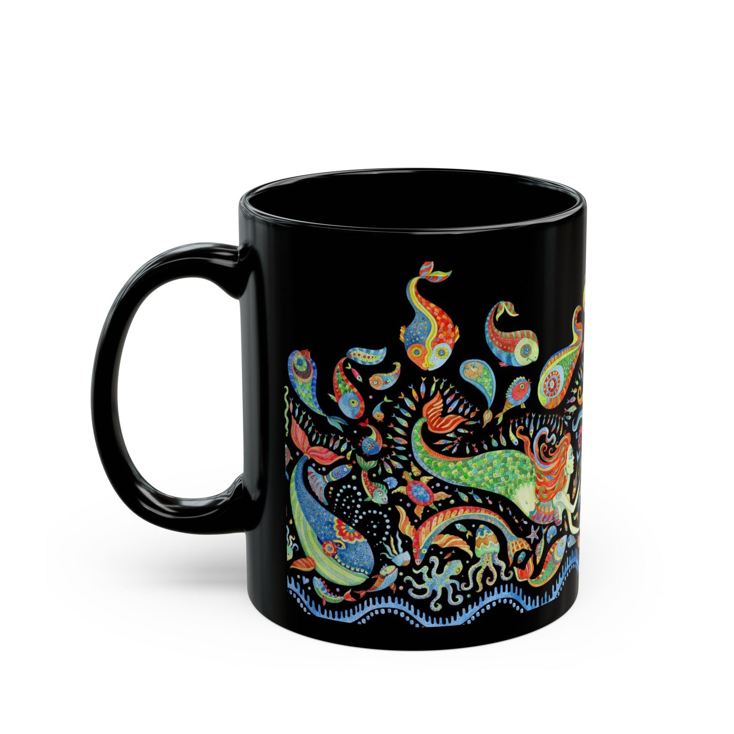 Mermaid Kingdom/Midnight, Black Coffee Mug