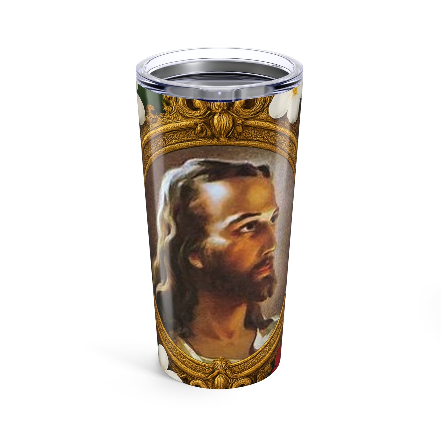 20oz Religious Glossy Tumbler, Stainless Steel / Head of Jesus Christ