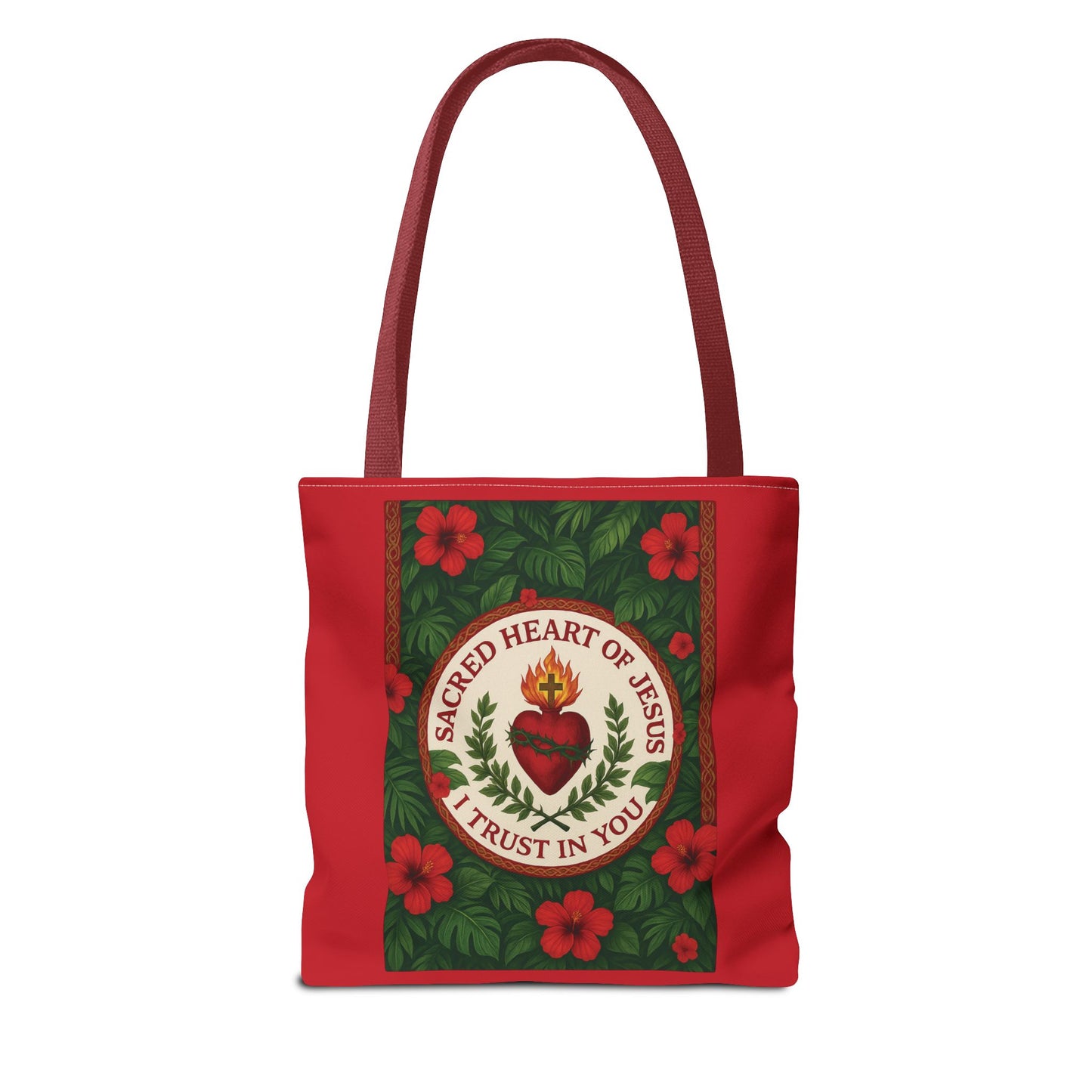 Religious Tote Bag - 3 Sizes / Sacred Heart of Jesus Prayer, Red