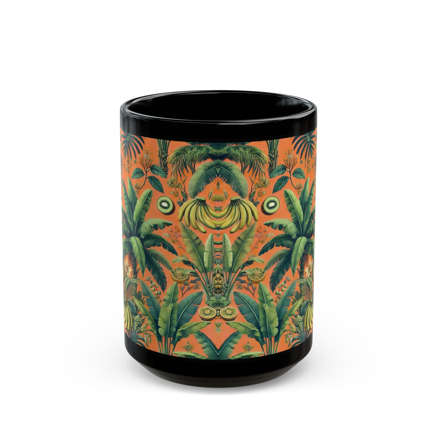 Black Coffee Mug - Tropical Fruit, Orange
