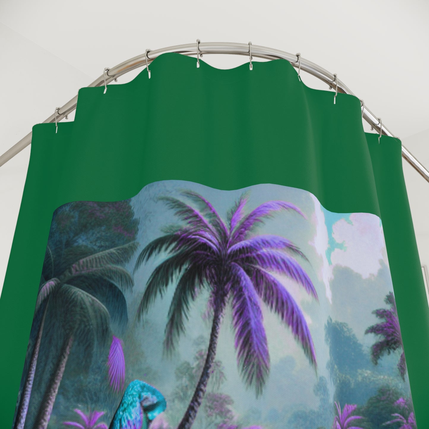 Tropical Shower Curtain - Rainforest Bathroom Decor / Sleeping Beauty Fantasy, Dark Green