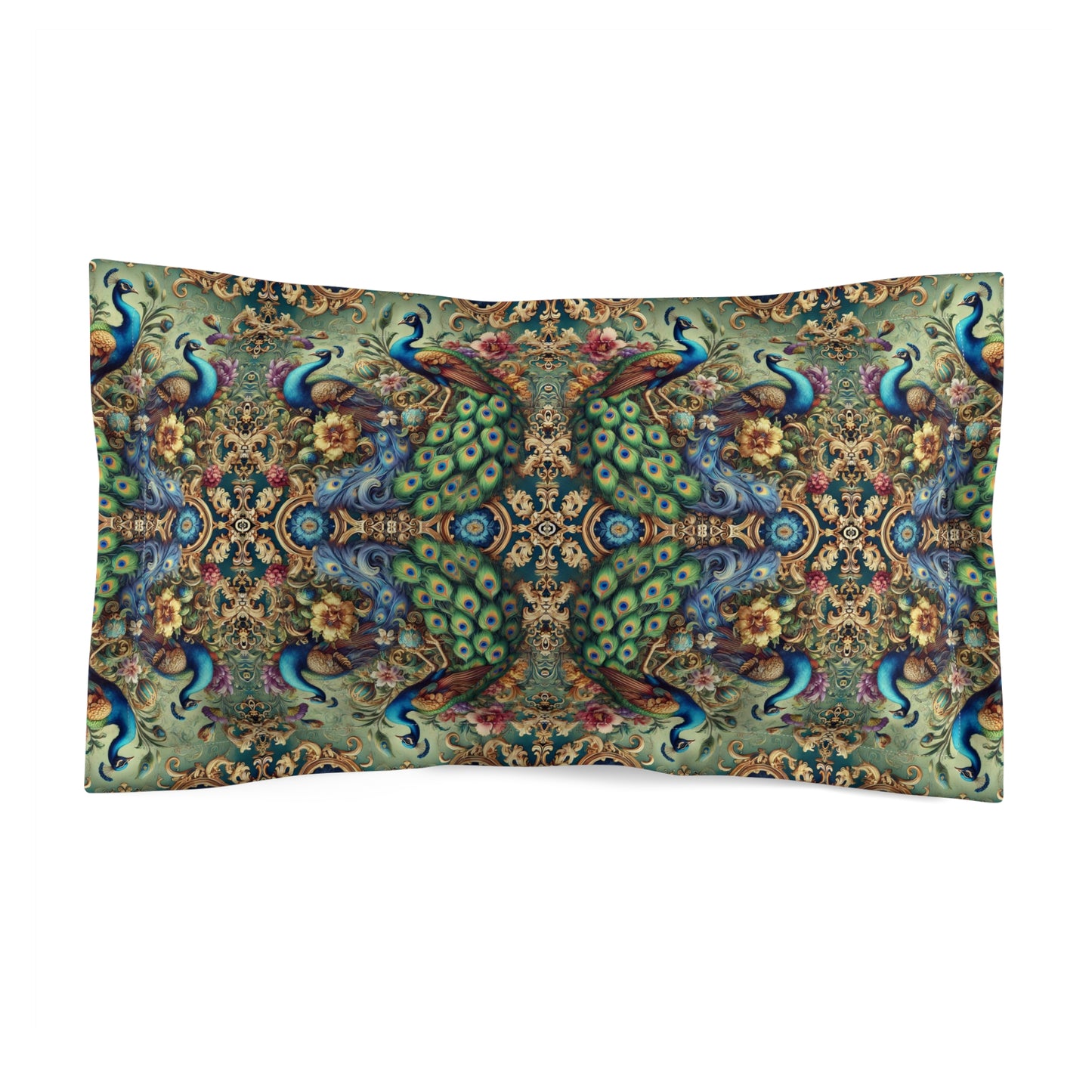 Microfiber Pillow Sham | Tropical Vibes for Relaxation / Kaleido Peacocks