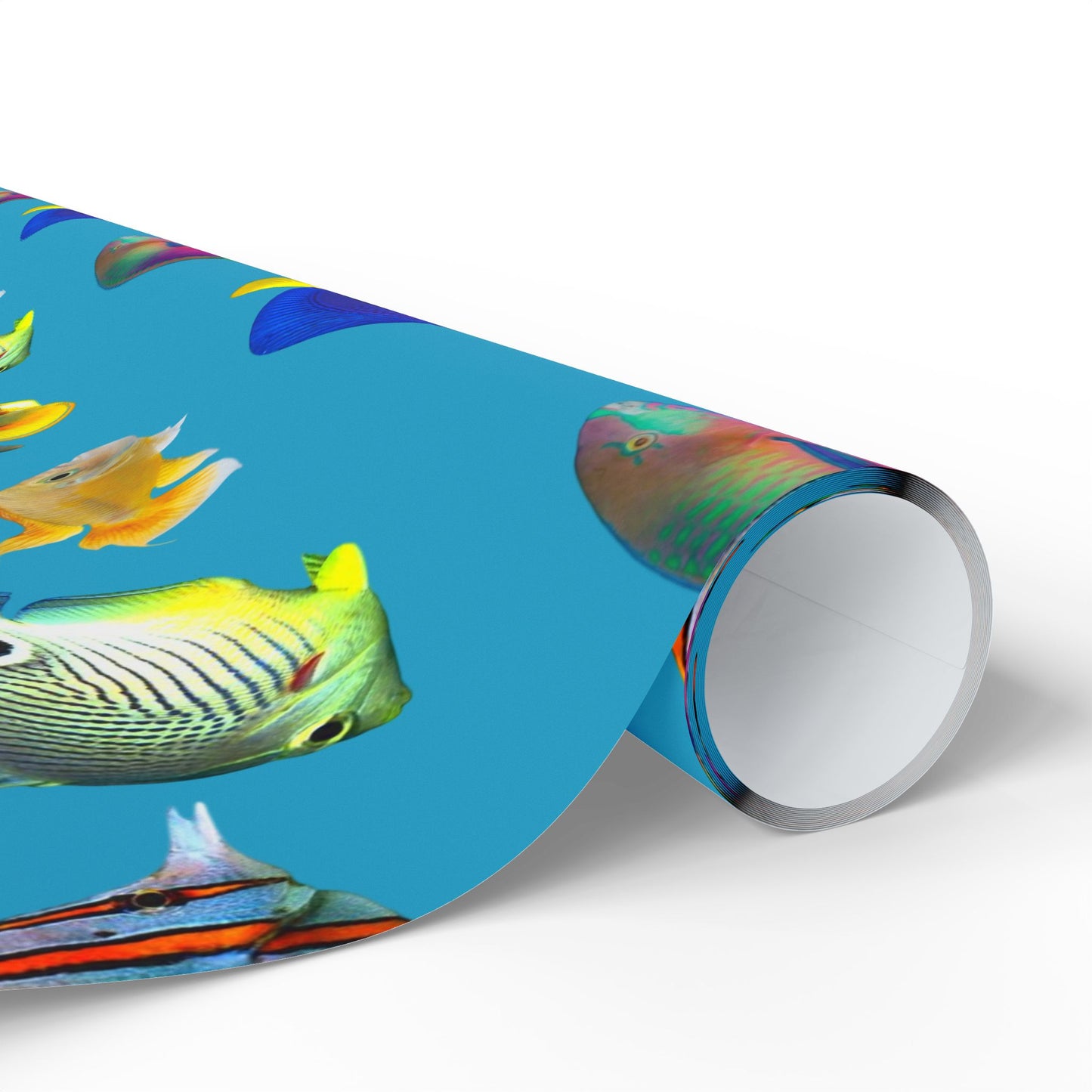Wrapping Paper - Tropical Gift Wrap for All Occasions, 3 Sizes/2 Finishes / School of Fish, Turquoise