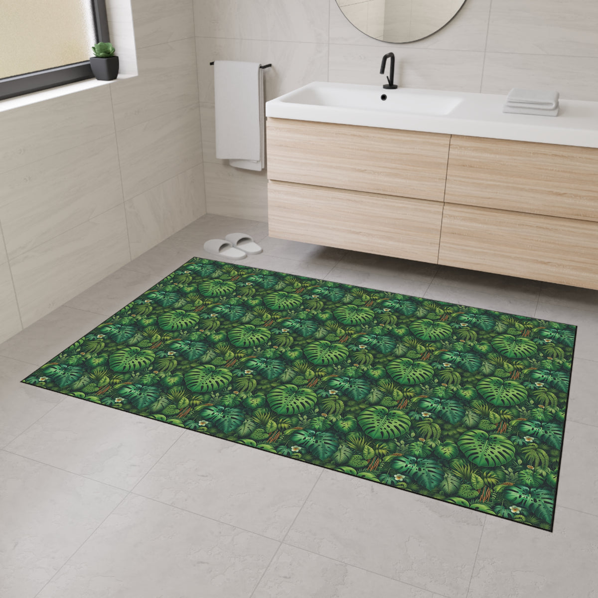 Heavy Duty Floor Mat, 5 Sizes – Tropical Area Rug for Home Décor / Rainforest Greenery
