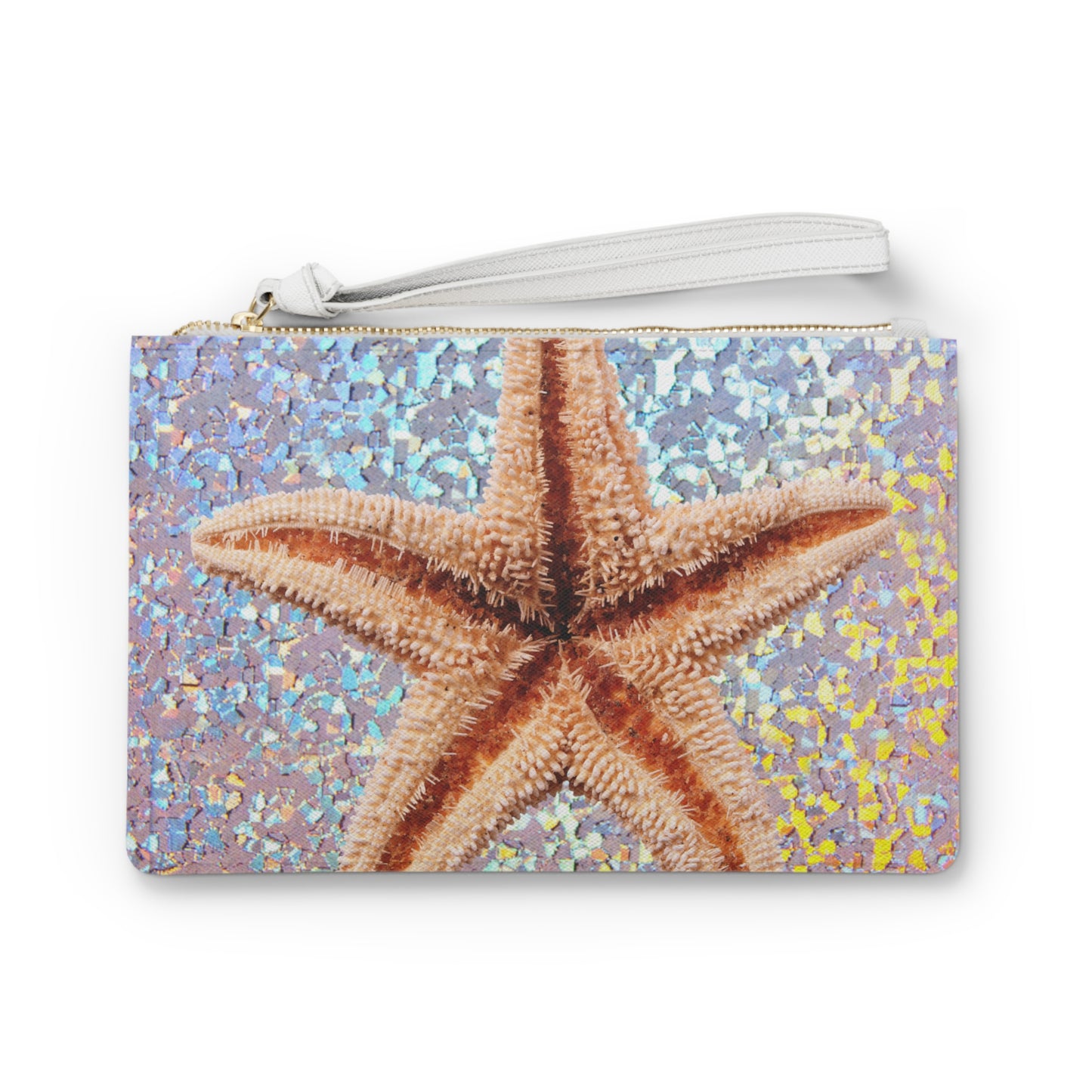 Tropical Faux Leather Clutch Bag - Perfect for Beach Adventures & Summer Vacations / Disco Starfish