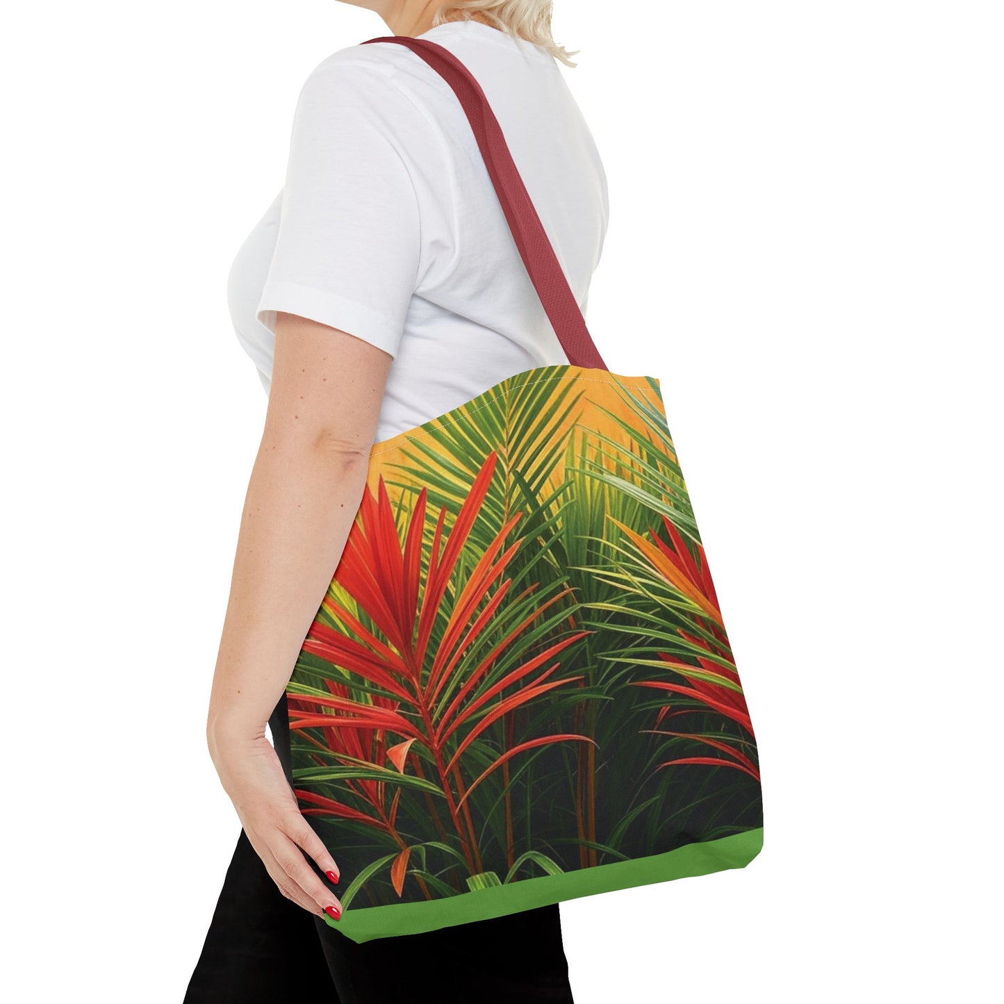 Red Flame Palm Tote Bag - 3 Sizes