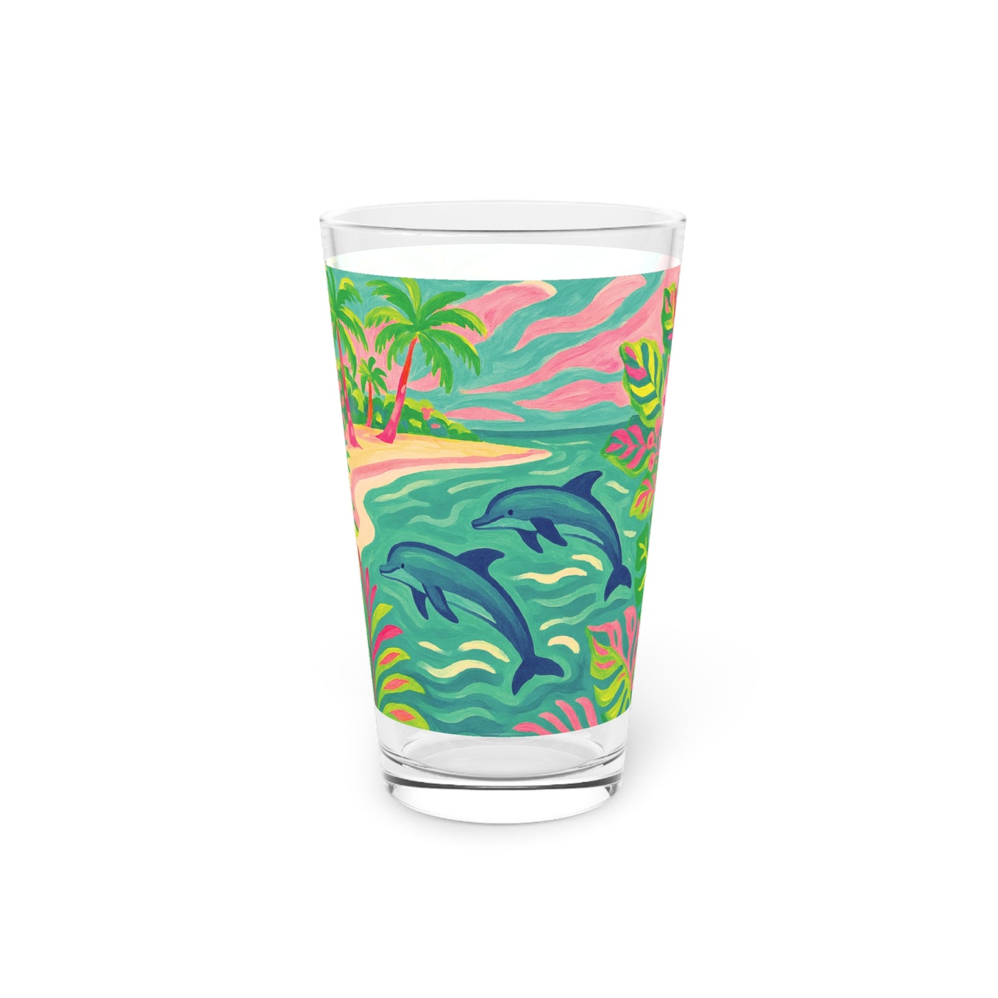 Pint Glass, 16oz - Jumping Dolphins