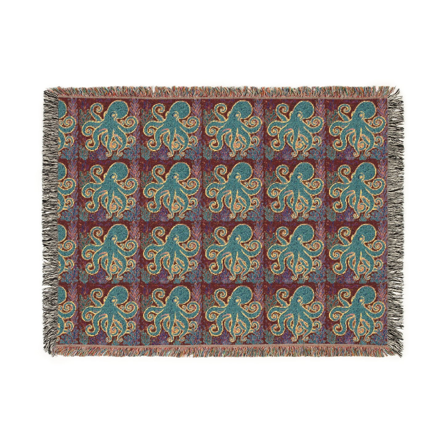 Octopus Kraken Joe/Gamma Woven Blanket, 3 Sizes - Tropical Home Decor