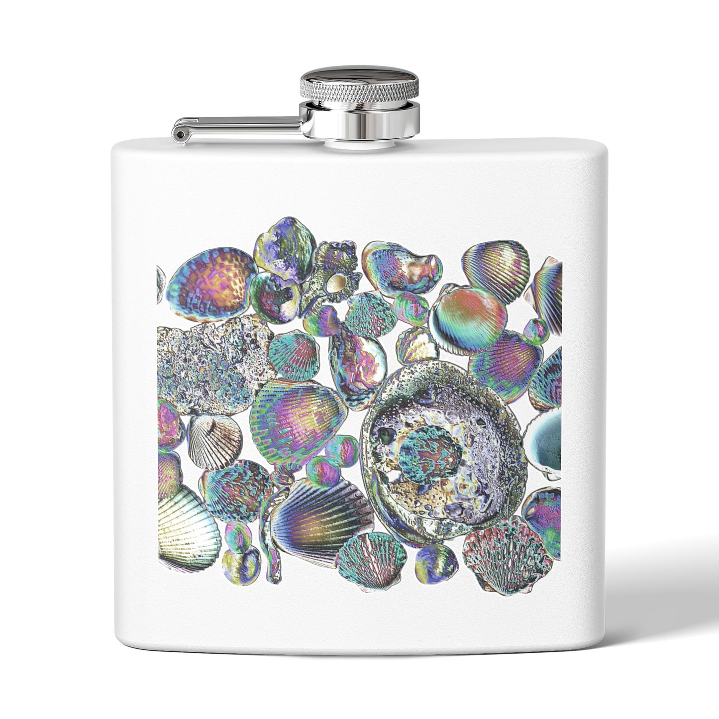 Tropical Stainless Steel 6 oz. Flask, Many Colors  – Heatwave Seashell Collection