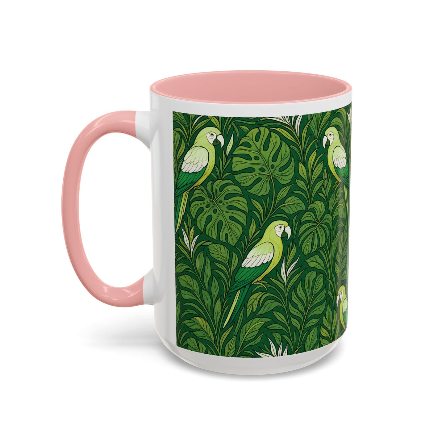Accent Coffee Mug (11, 15oz), 8 Colors - Parrot Family, Lime