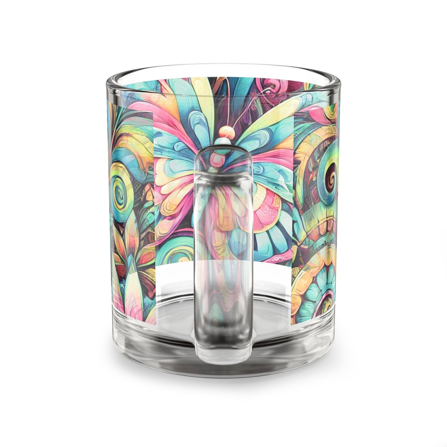 Tropical Glass Mug - 10oz Coffee Cup / Rainforest Butterfly Pop