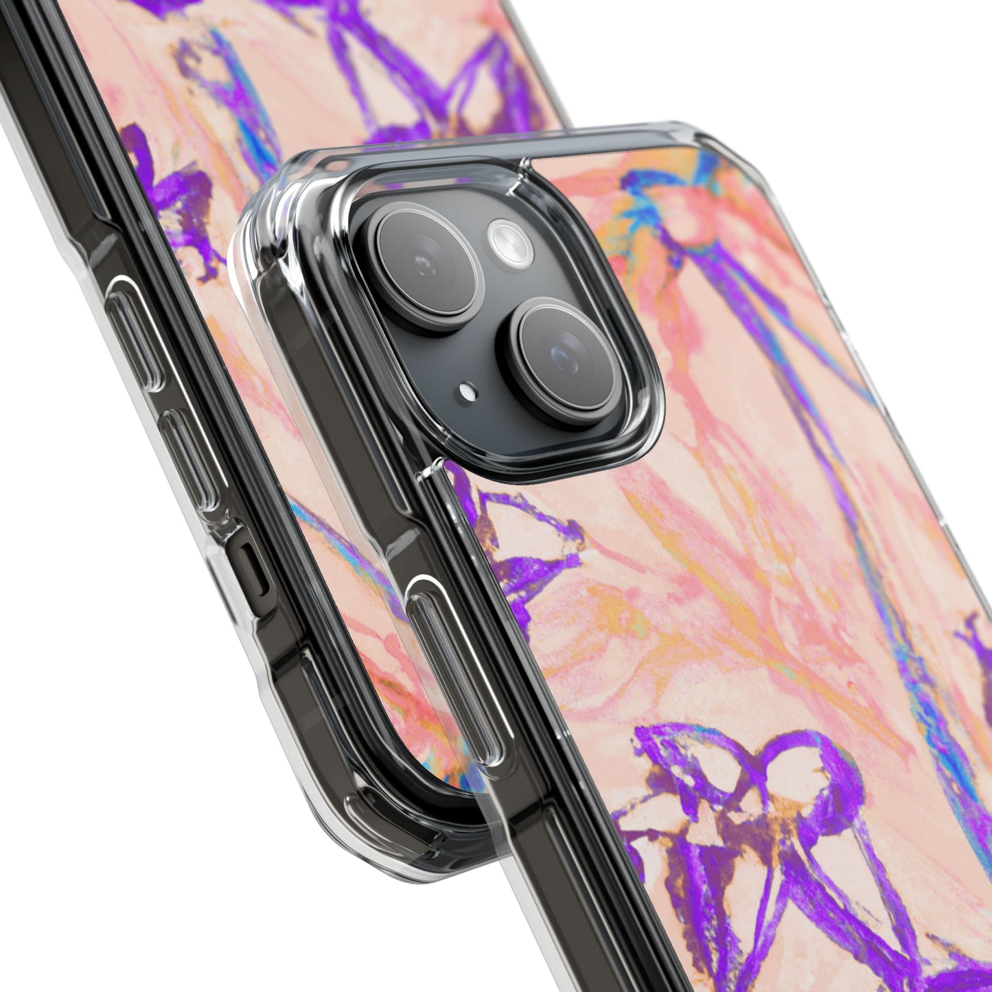 Tropical Doodles/Peach Magnetic Clear Phone Case, Many Models