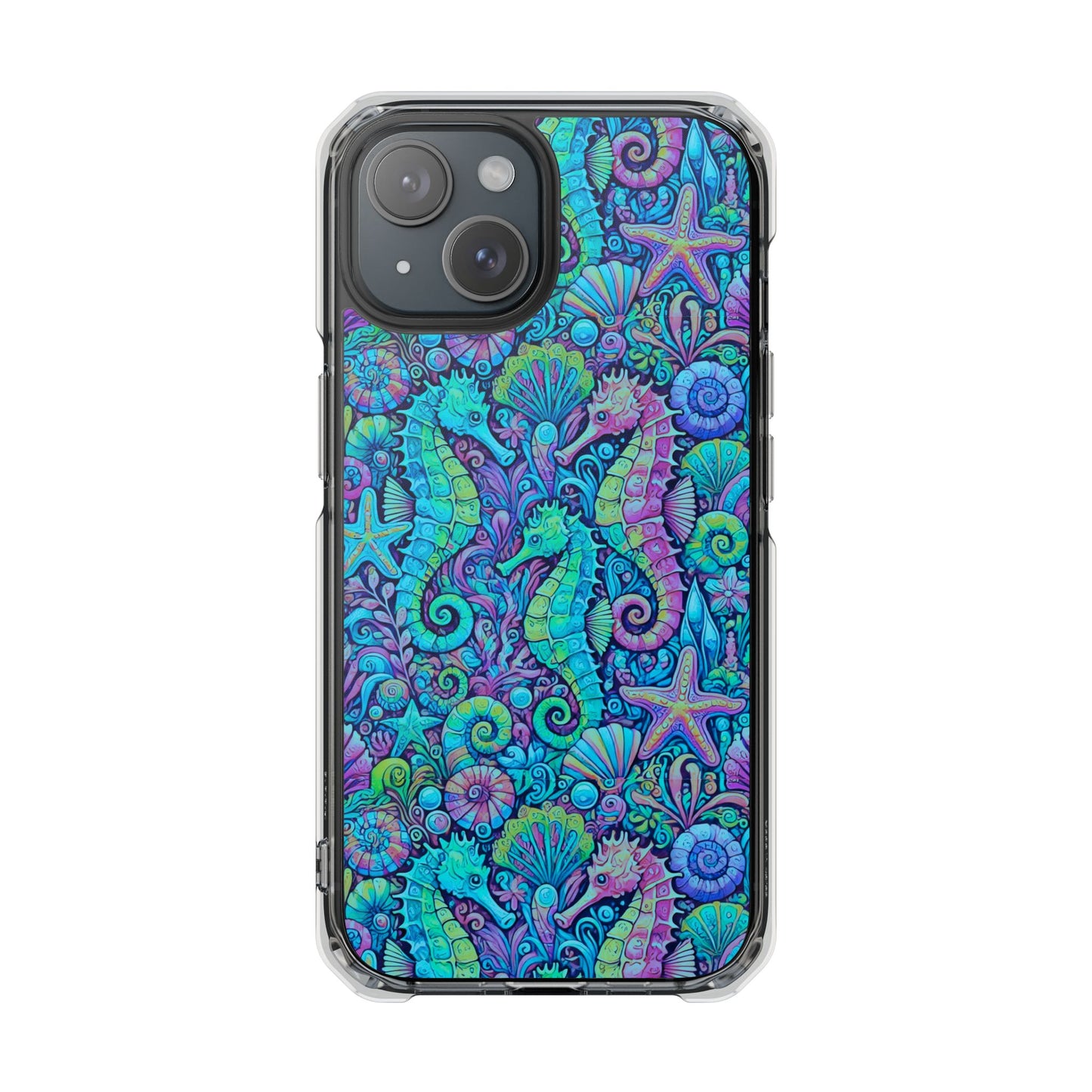 Seahorses/Turquoise POP Magnetic Clear Phone Case, Many Models