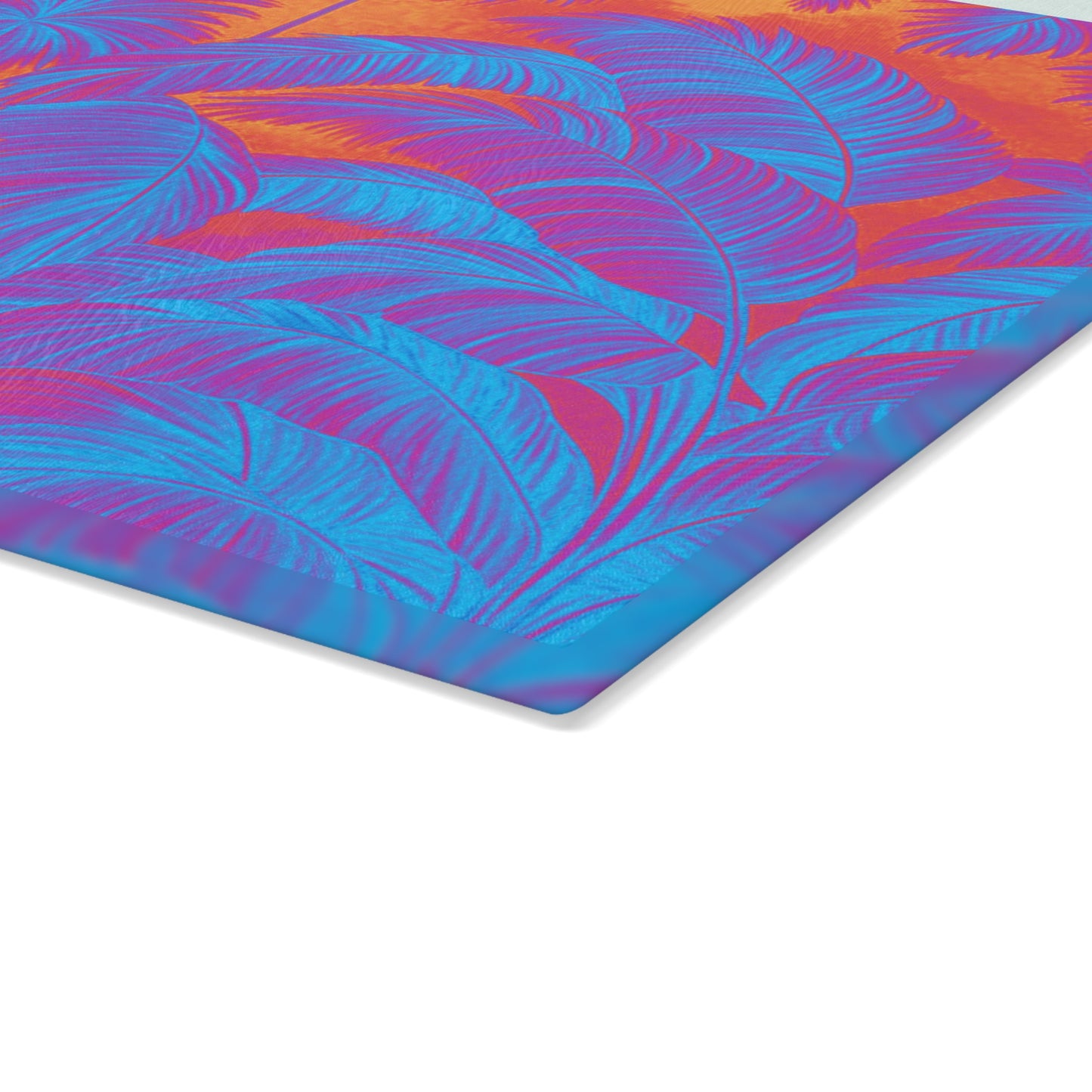 Glass Cutting Board, 2 sizes - Palm Serenity/Heatwave