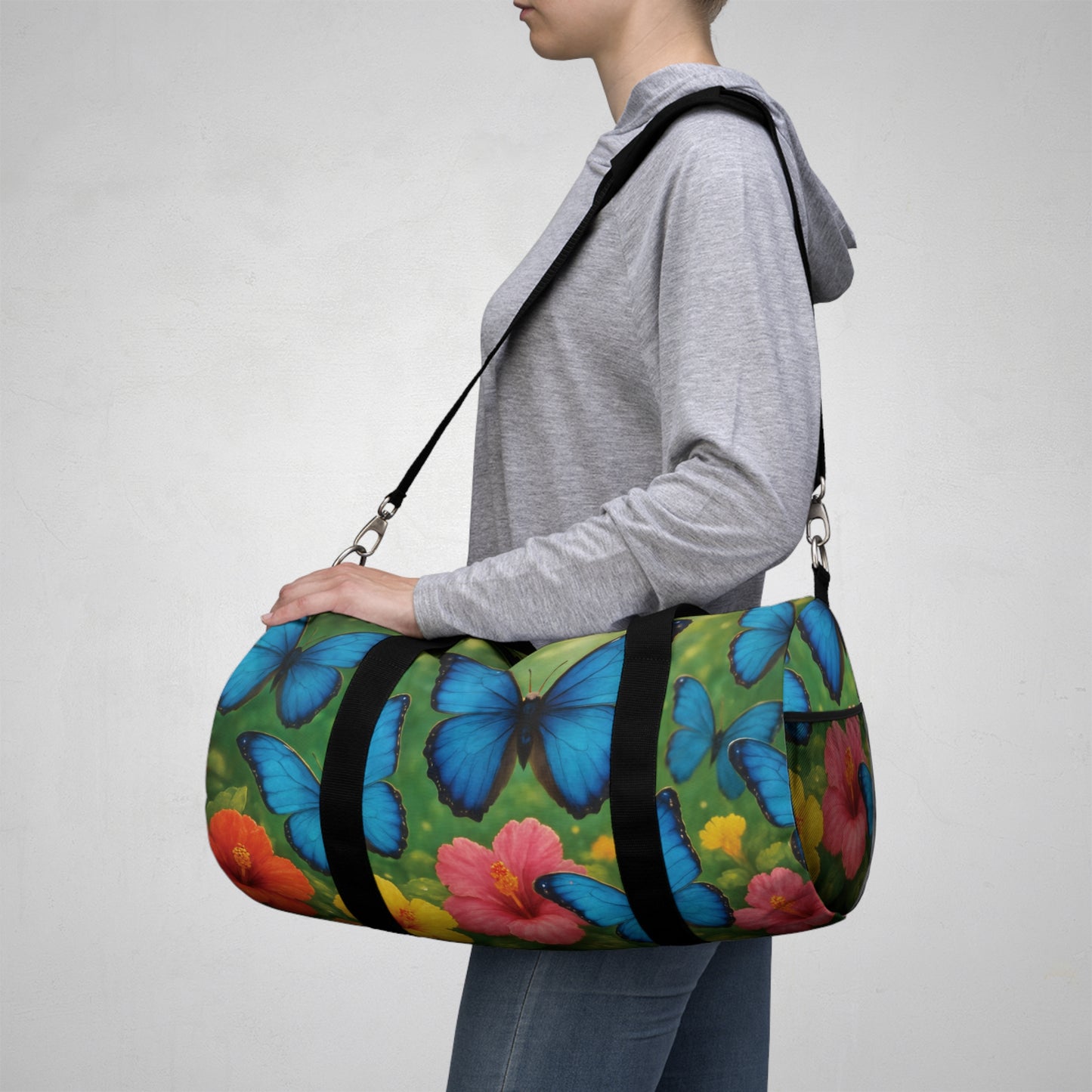 Tropical Rainforest Duffel Bag - Perfect for Travel and Gym / Morpho Butterlfy Flight