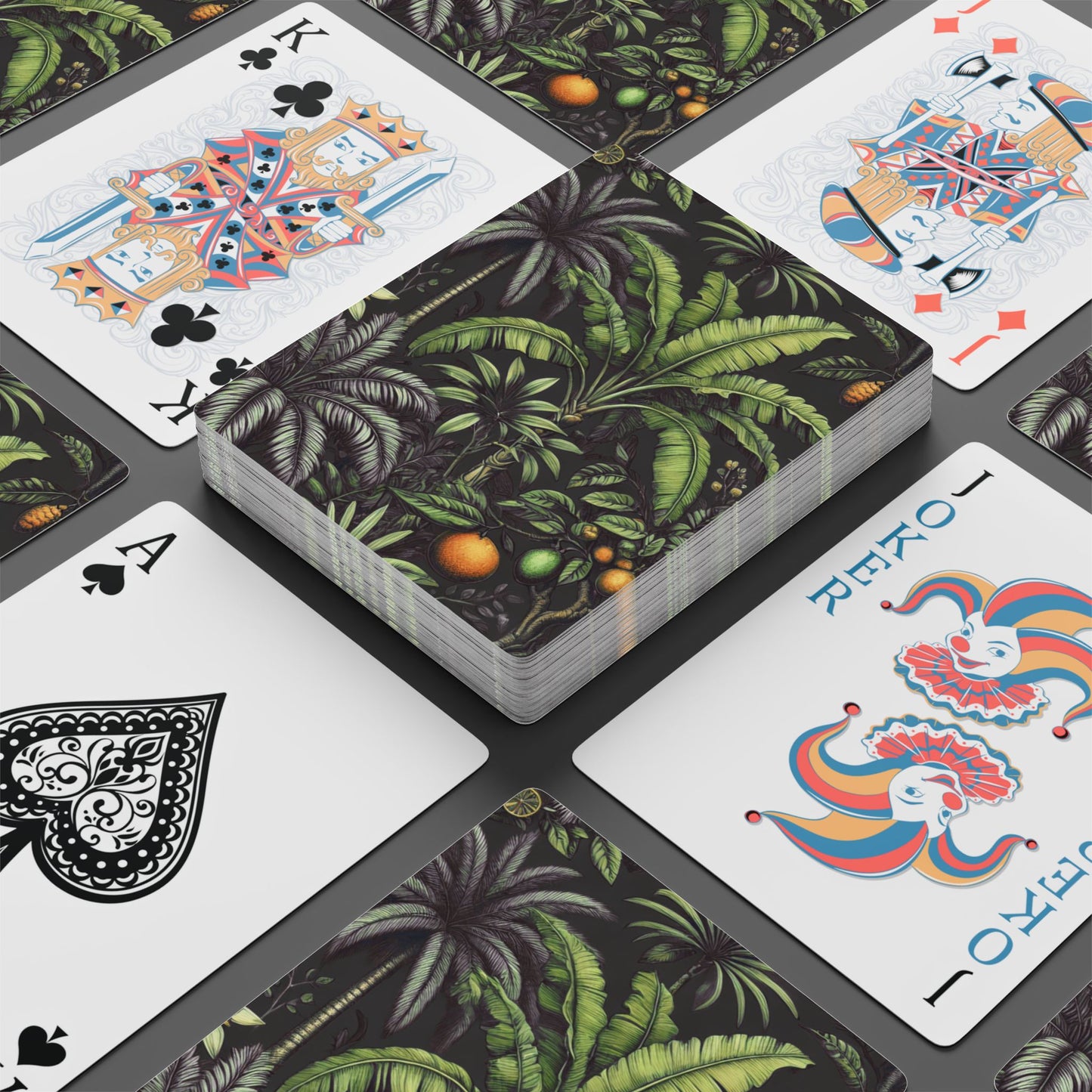 Poker Playing Cards - Tropical Fruit, Black