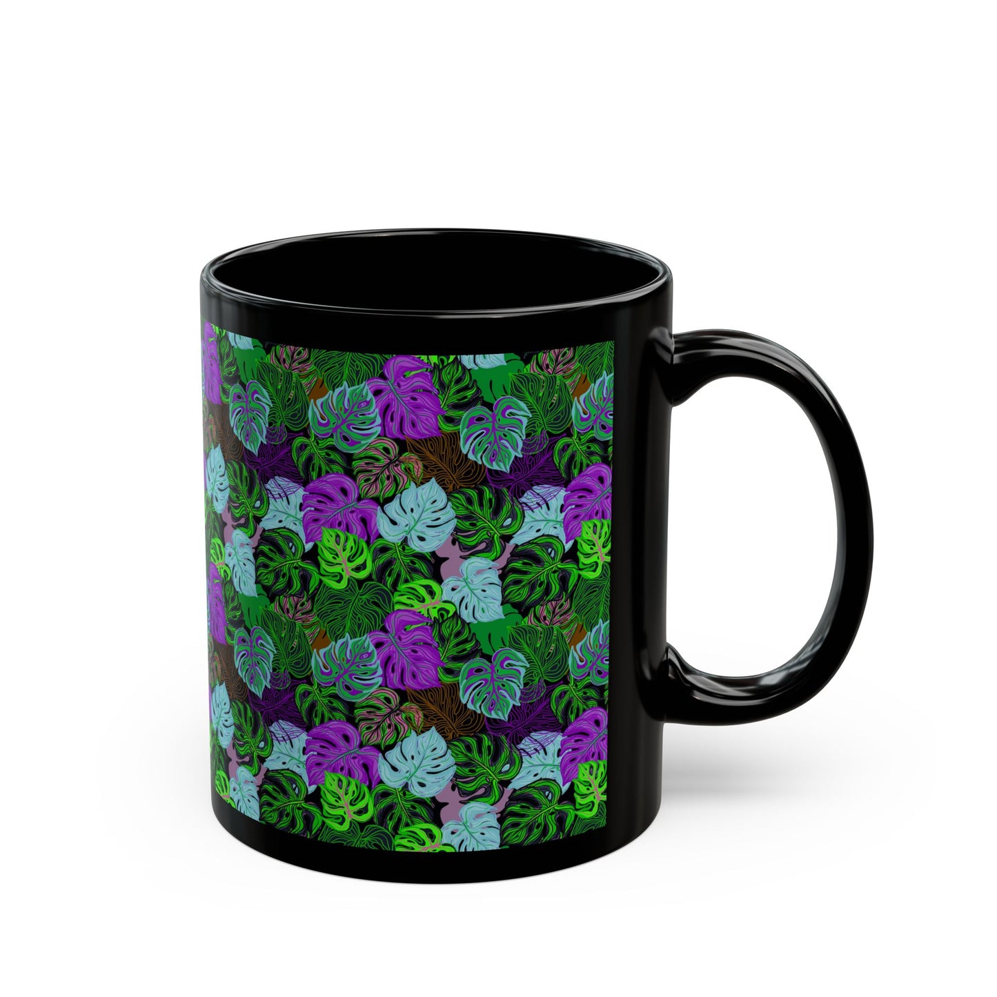 Black Mug (11oz, 15oz), Monstera Party