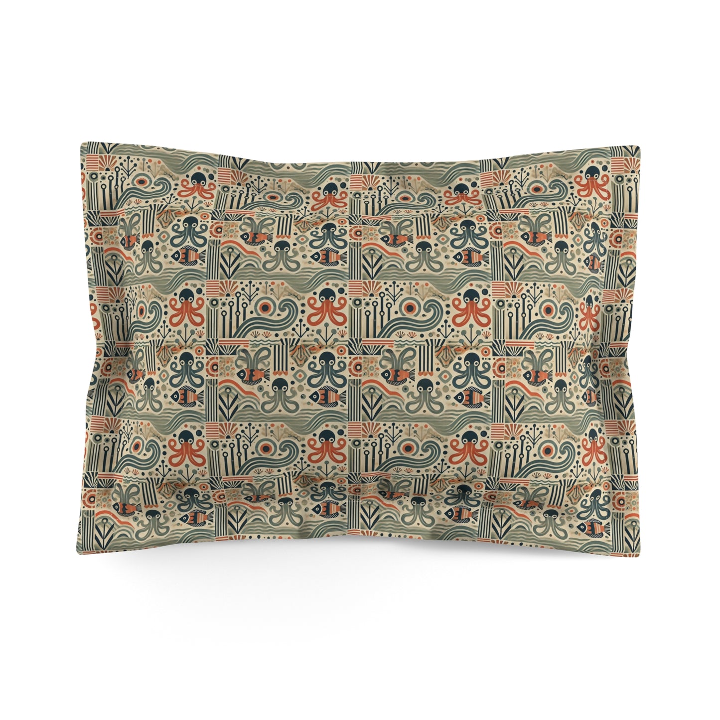 Microfiber Pillow Sham, 2 Sizes | Tropical Vibes for Relaxation / Mid-Century Octopus