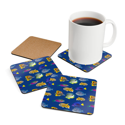 Coaster Set - School of Fish/Dark Blue