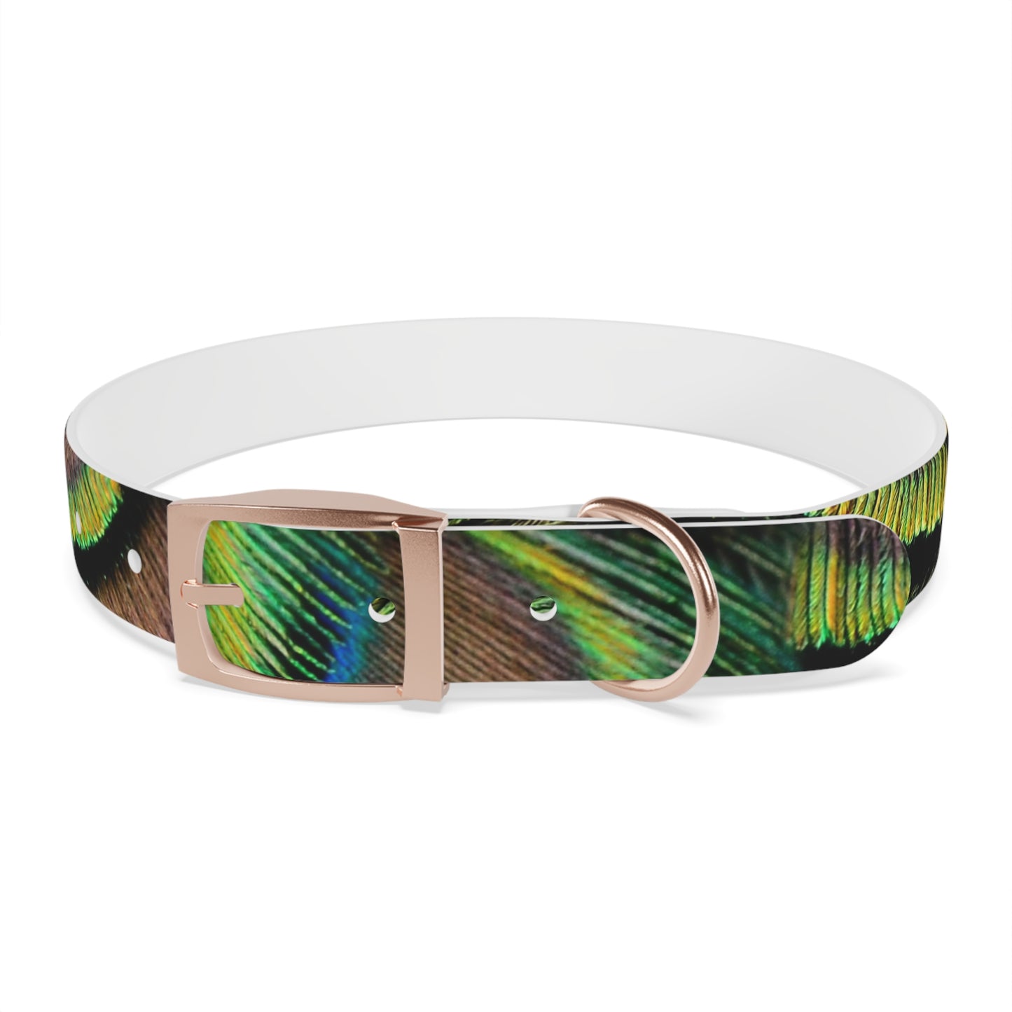 Dog Collar - Brilliant Green Peacock Feathers