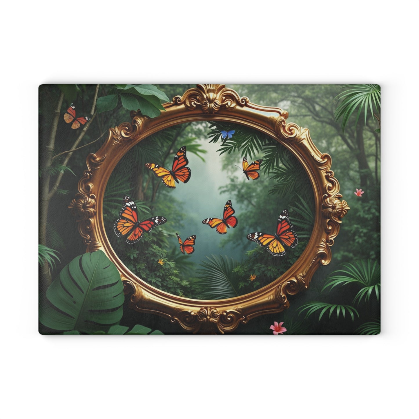 Glass Cutting Board, 2 sizes - Framed Monarch Gathering