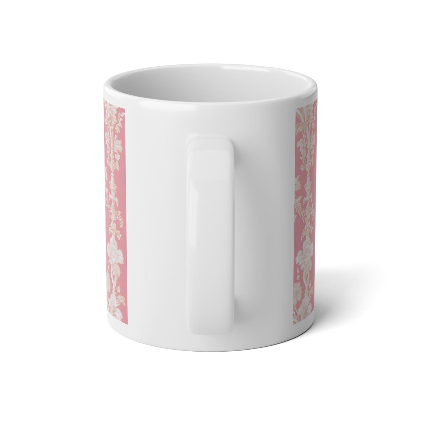 Jumbo Mug, 20oz, Pearl Lady Toile, Hibiscus Pink | Tropical Coffee Cup