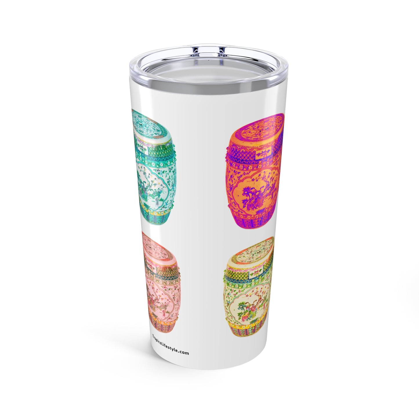 Tumbler 20oz - Pop Art Porcelain Stools, White