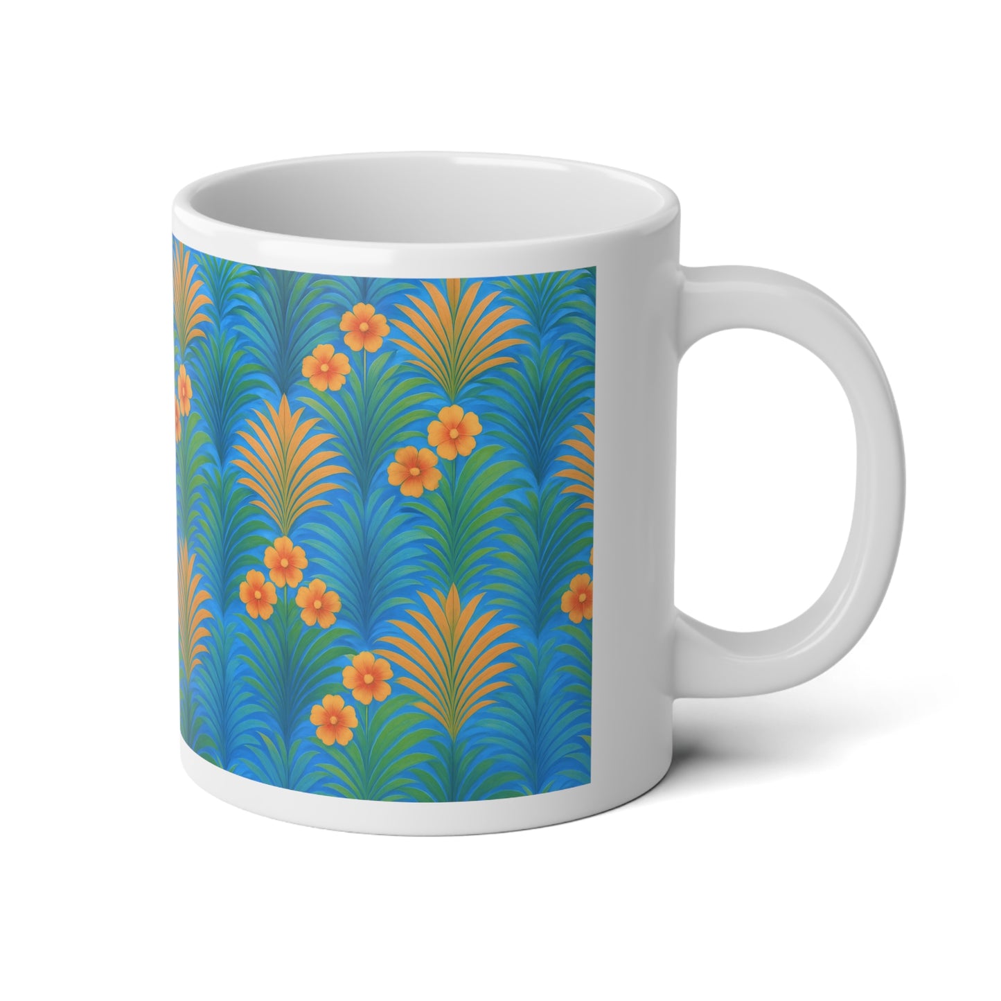 Jumbo Mug, 20oz, Sunrise Palms Blue | Tropical Coffee Cup