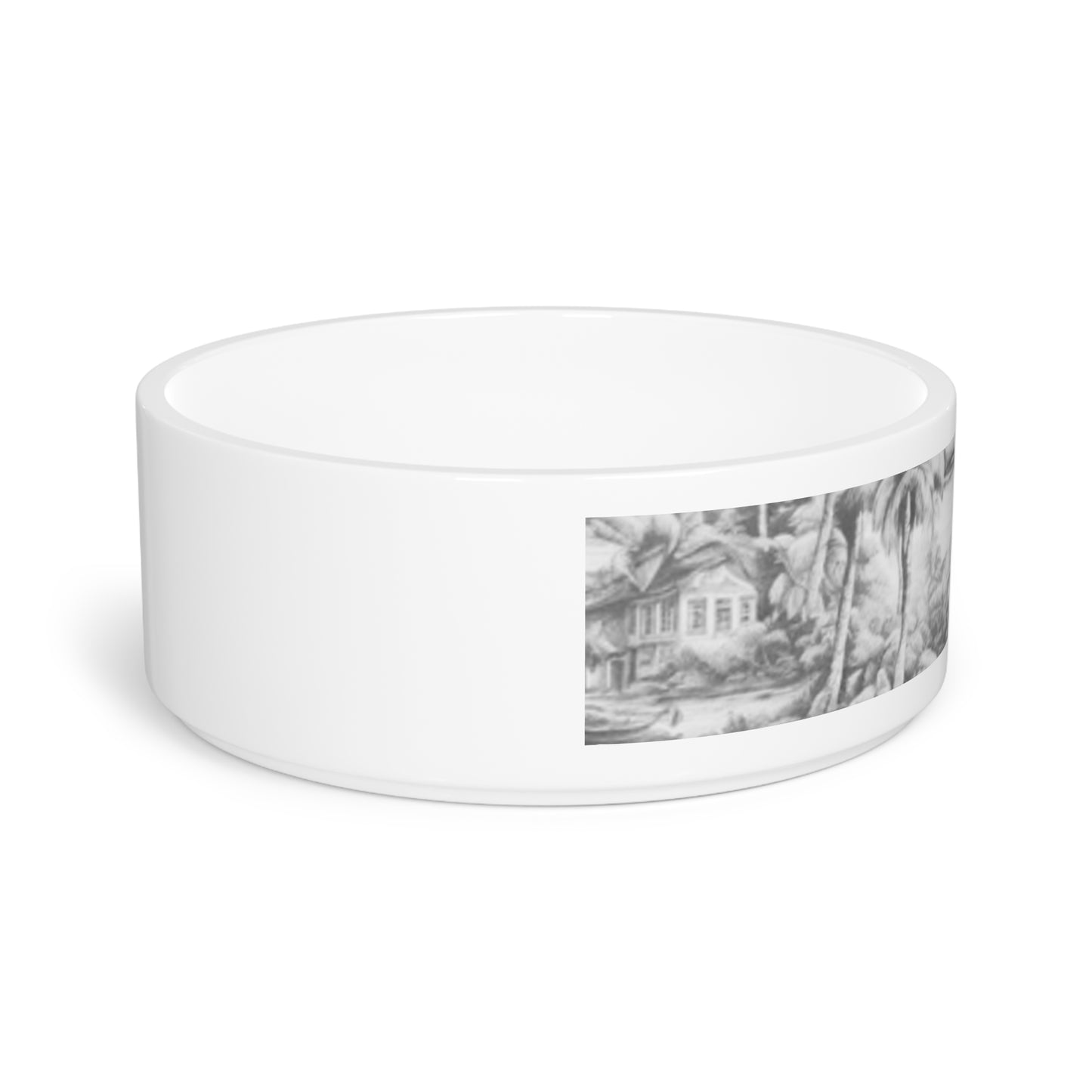 Pet Bowl - Tropical Toile, Soft Black