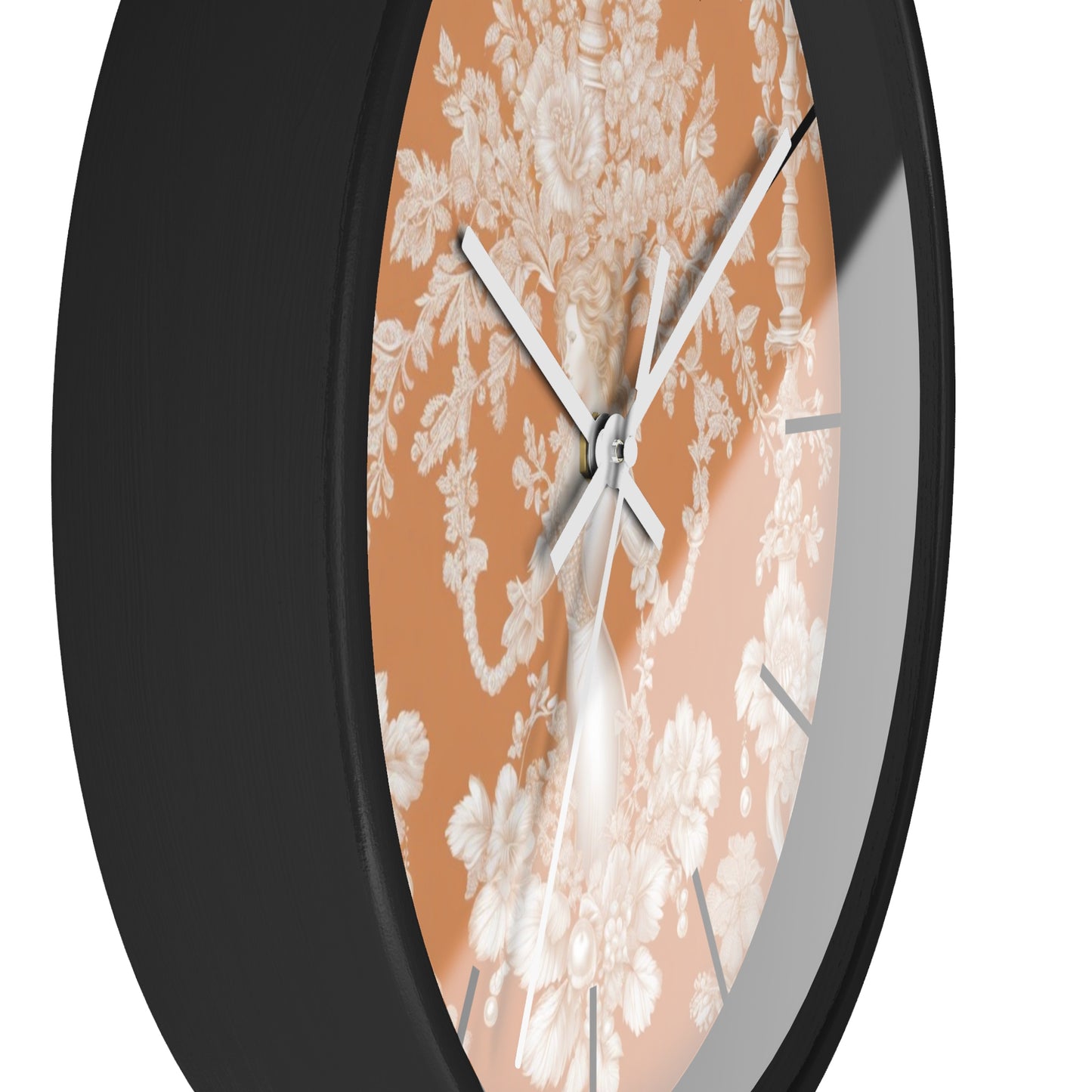 Wall Clock, Pearl Lady Toile / Melon, Hands/Base Variants