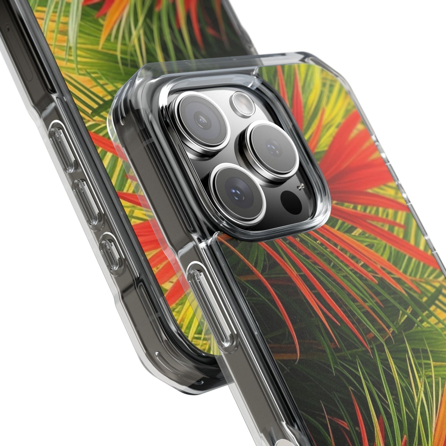 Red Flame Palm Magnetic Clear Phone Case, Many Models