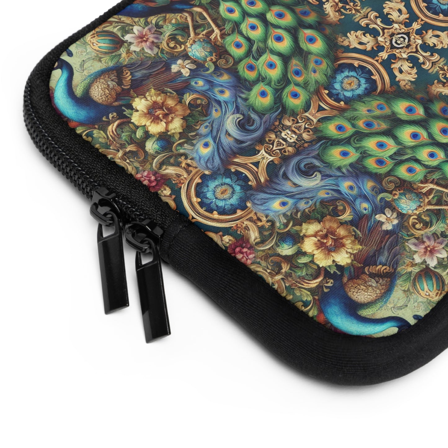 Tropical Laptop Sleeve, 5 Sizes - Perfect for Beach Lovers & Students / Kaleido Peacock Royals