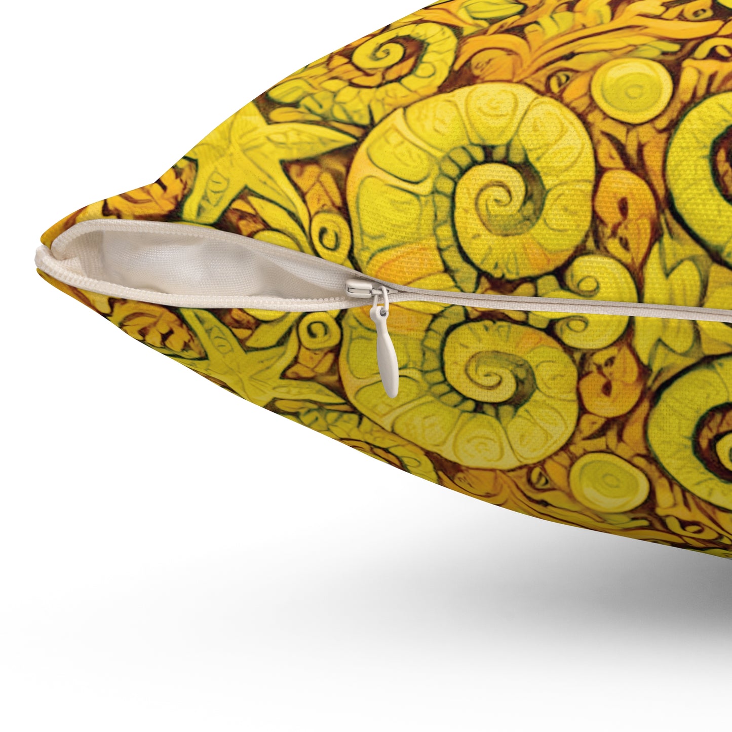 Decorative Pillow - Accent Cushion, 4 Sizes / Seahorse Trio, Yellow