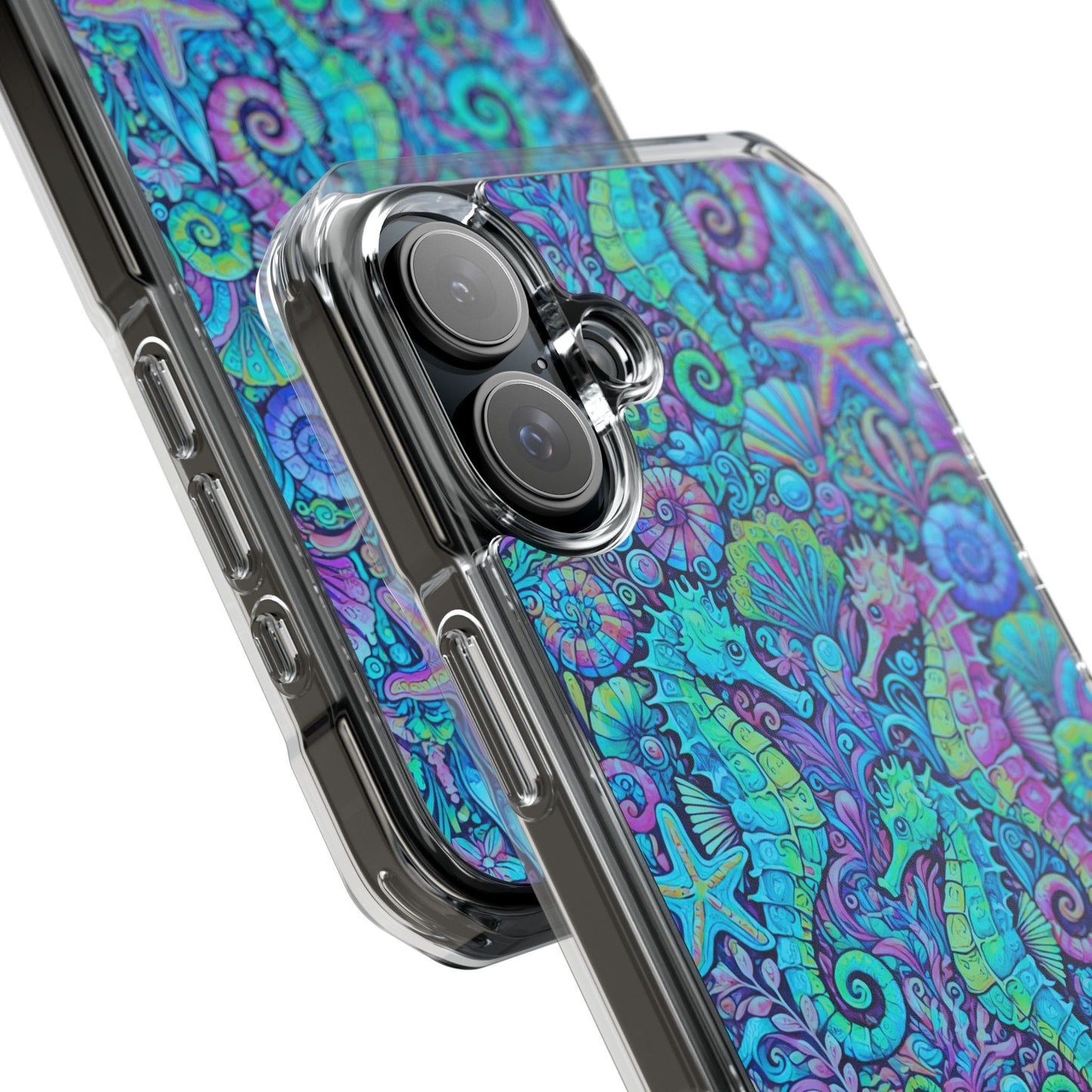 Seahorses/Turquoise POP Magnetic Clear Phone Case, Many Models
