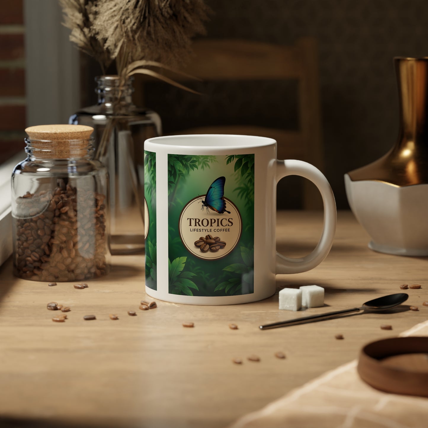 Jumbo Mug, 20oz, Butterfly TLCoffee Logo | Tropical Coffee Cup