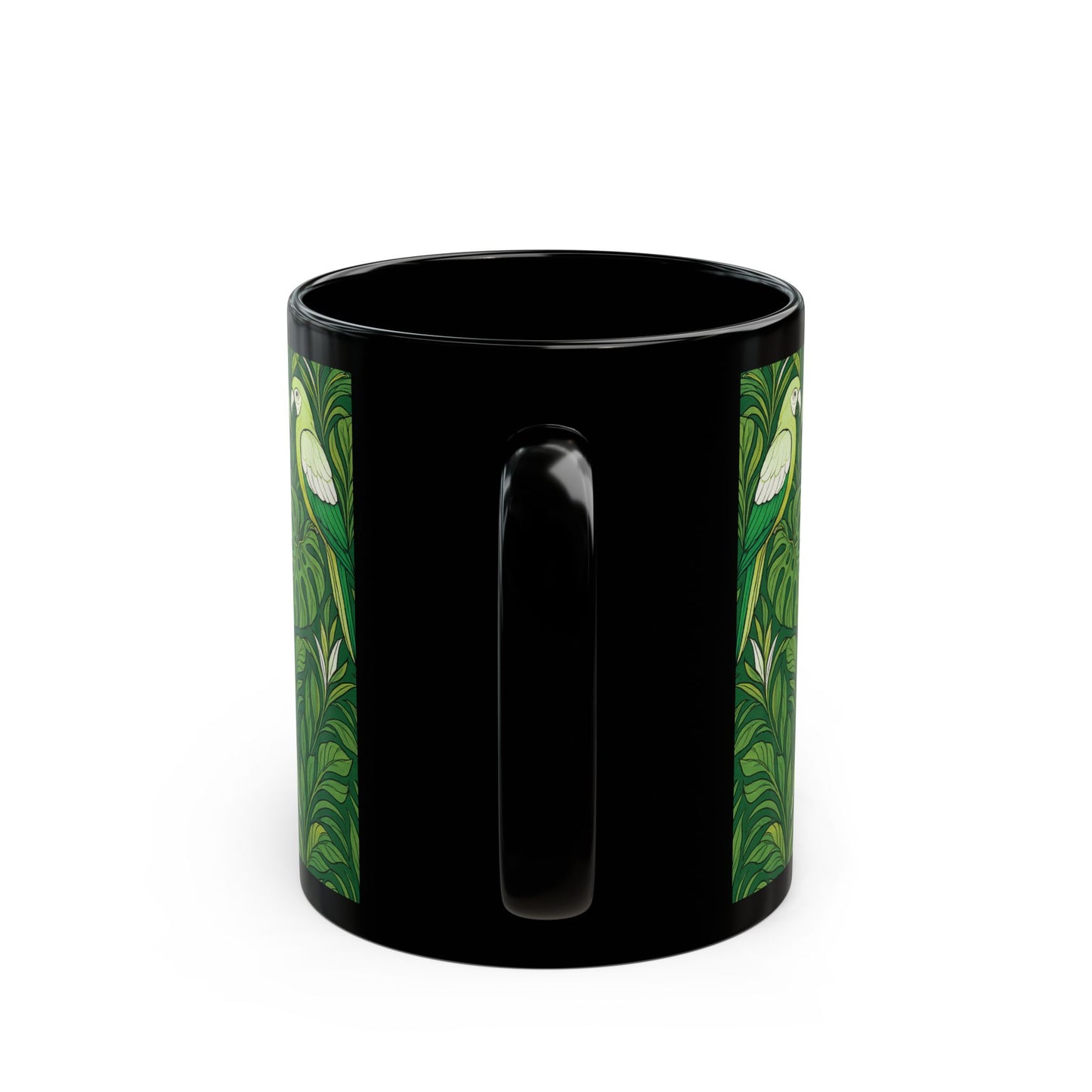 Black Coffee Mug - Parrot Family, Lime