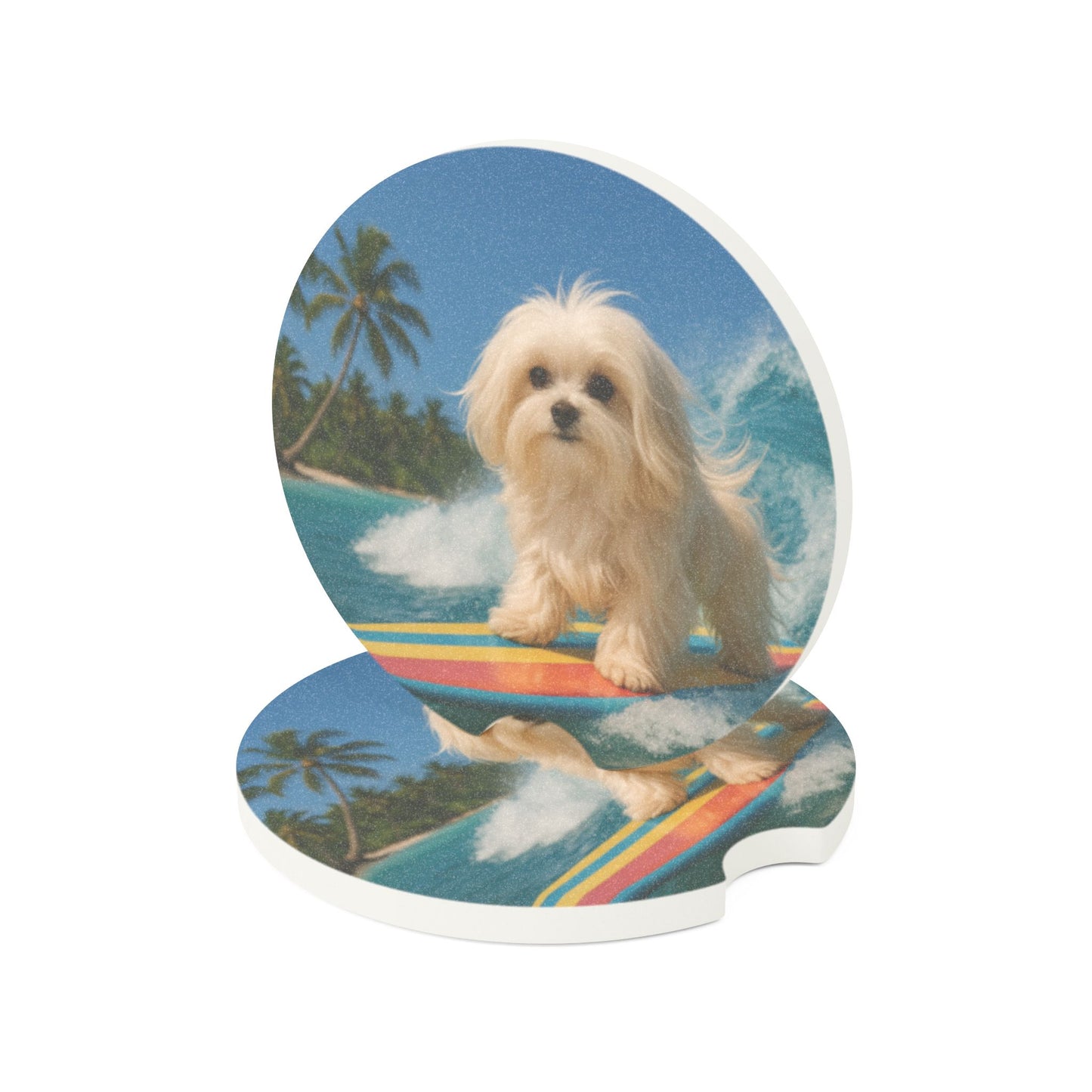 Soapstone Car Coaster - Surfer Puppy Ariel