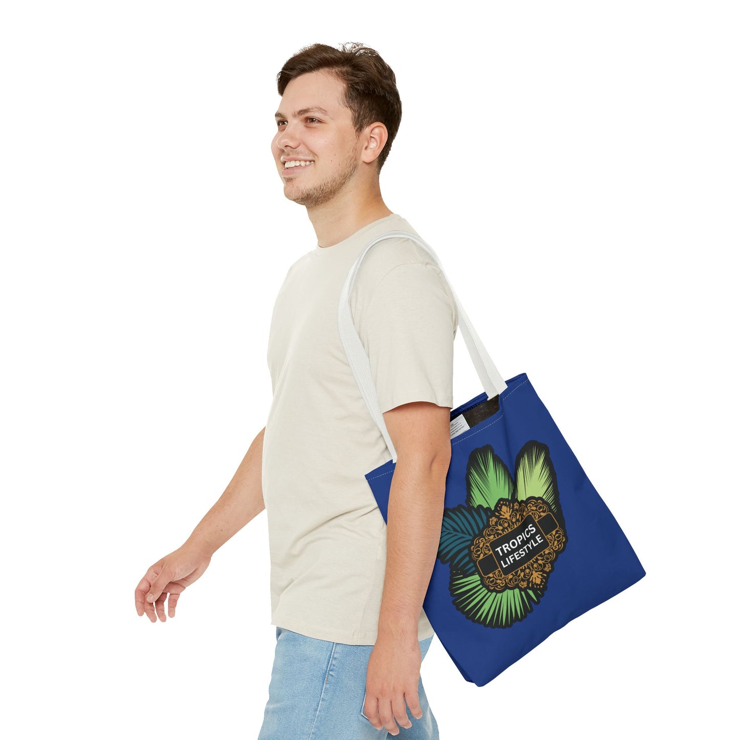 Elegant Tropics Lifestyle Logo Tote Bag - 3 Sizes, Dark Blue