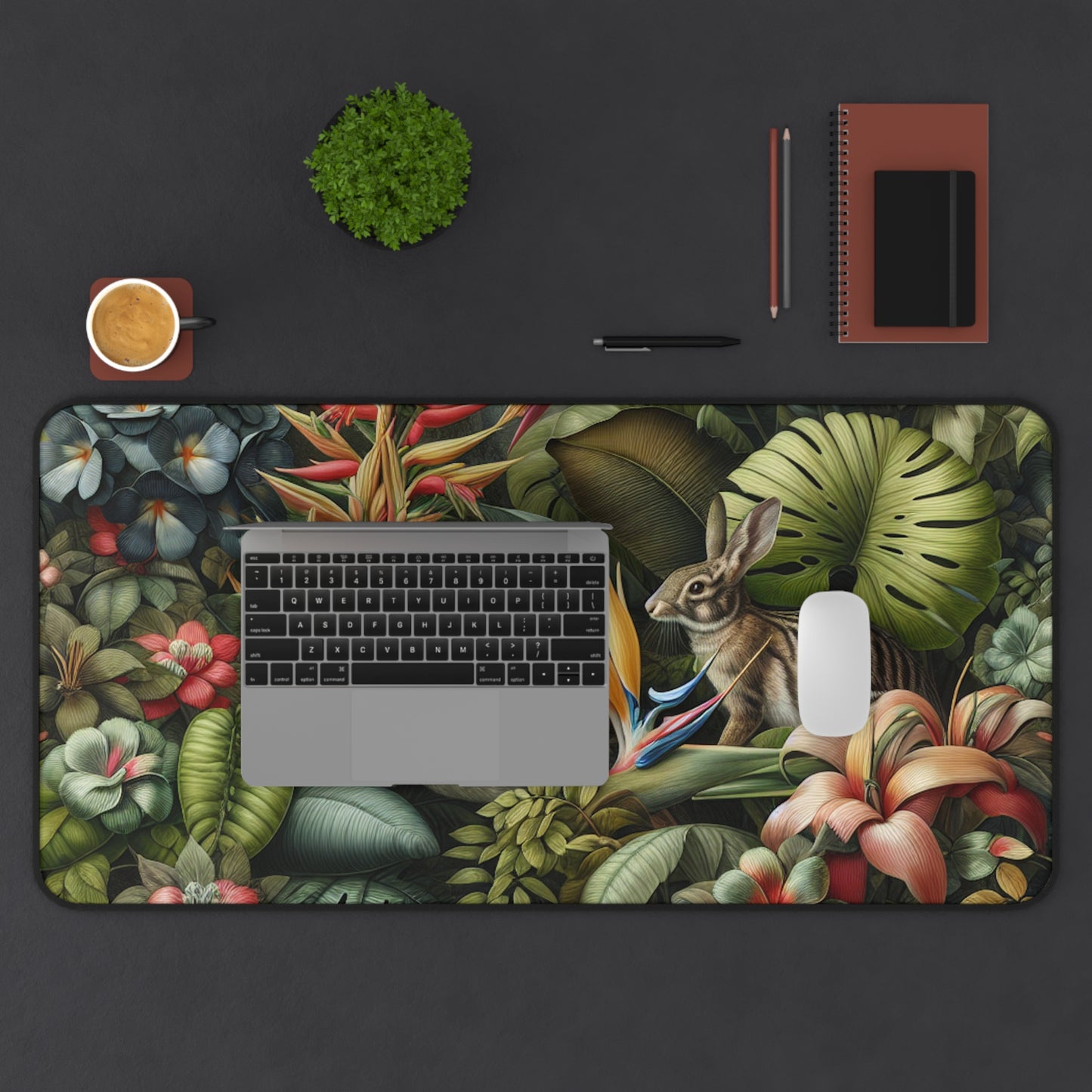 Tropical Mouse Pad/Desk Mat, 3 Sizes - Perfect for Home Office / Rainforest Rabbit Outing