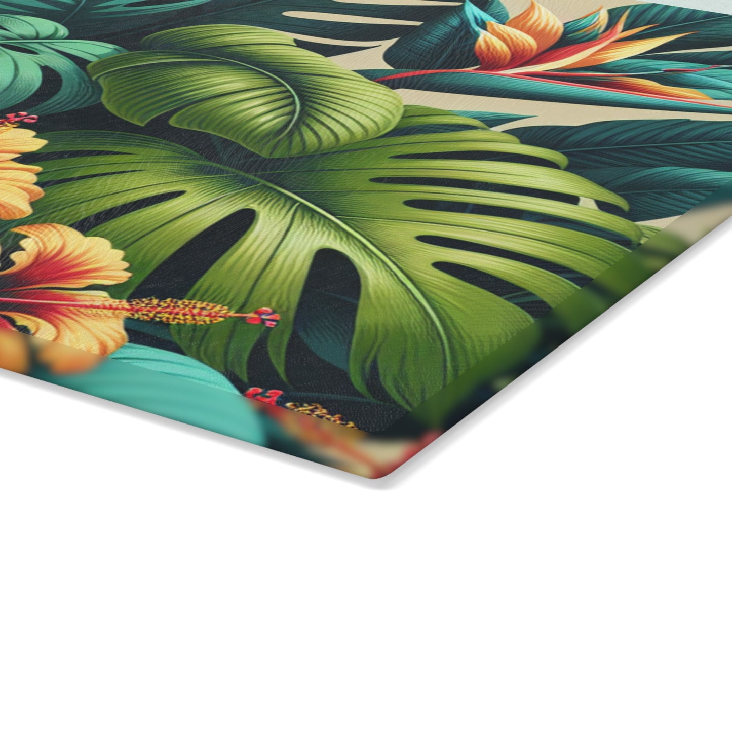 Glass Cutting Board, 2 sizes - Exotic Flora