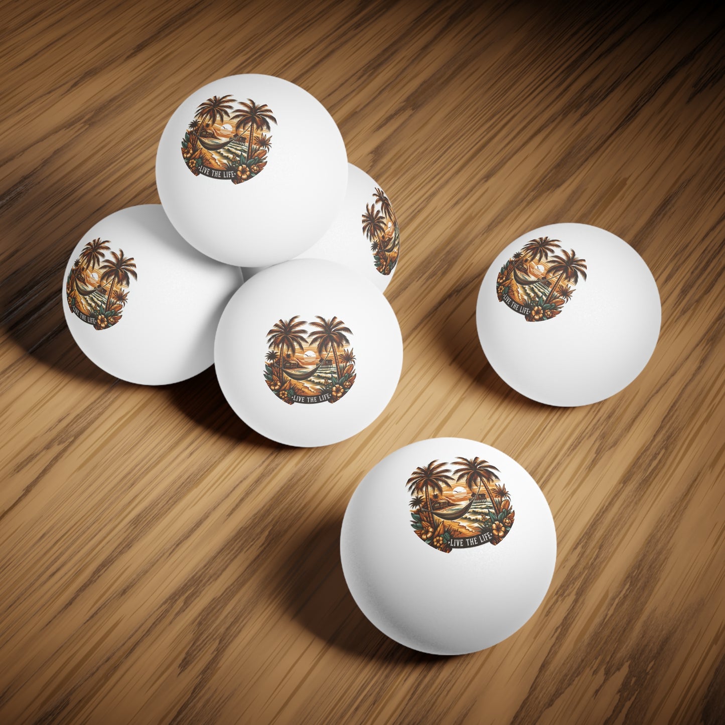 Tropical Paradise Ping Pong Balls - 6 Pack with Live the Life
