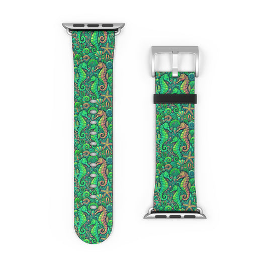 Apple Watch Band - Tropical Seahorse Trio, Lime Green