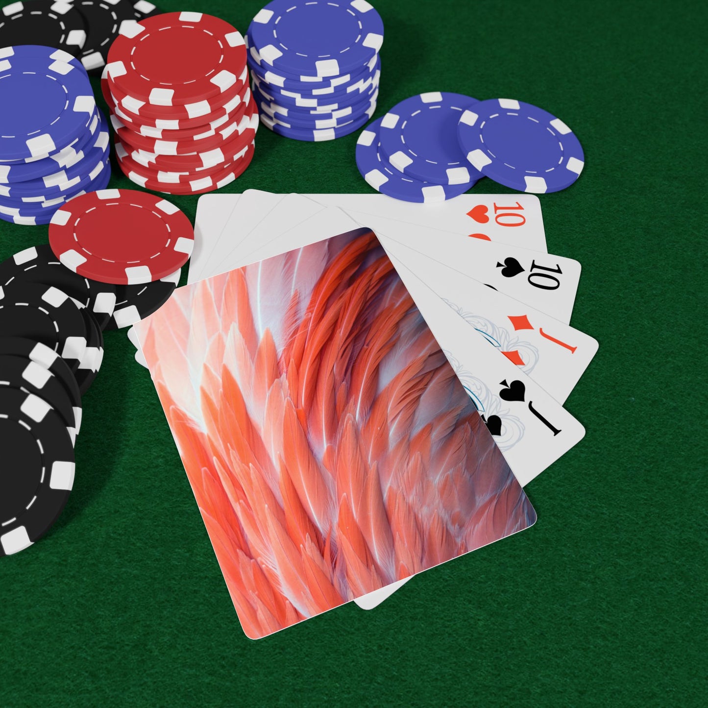 Poker Playing Cards -  Real Flamingo Feathers