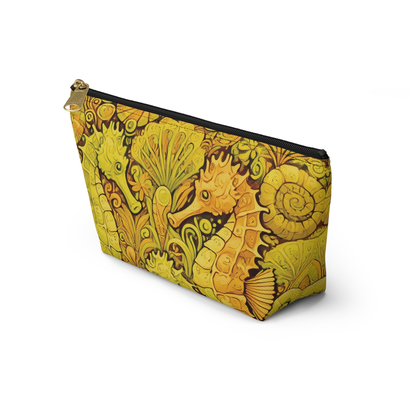 Tropical Accessory Pouch, 2 sizes | Makeup Bag | Perfect for Travel & Everyday Use / Seahorse Trio, Yellow