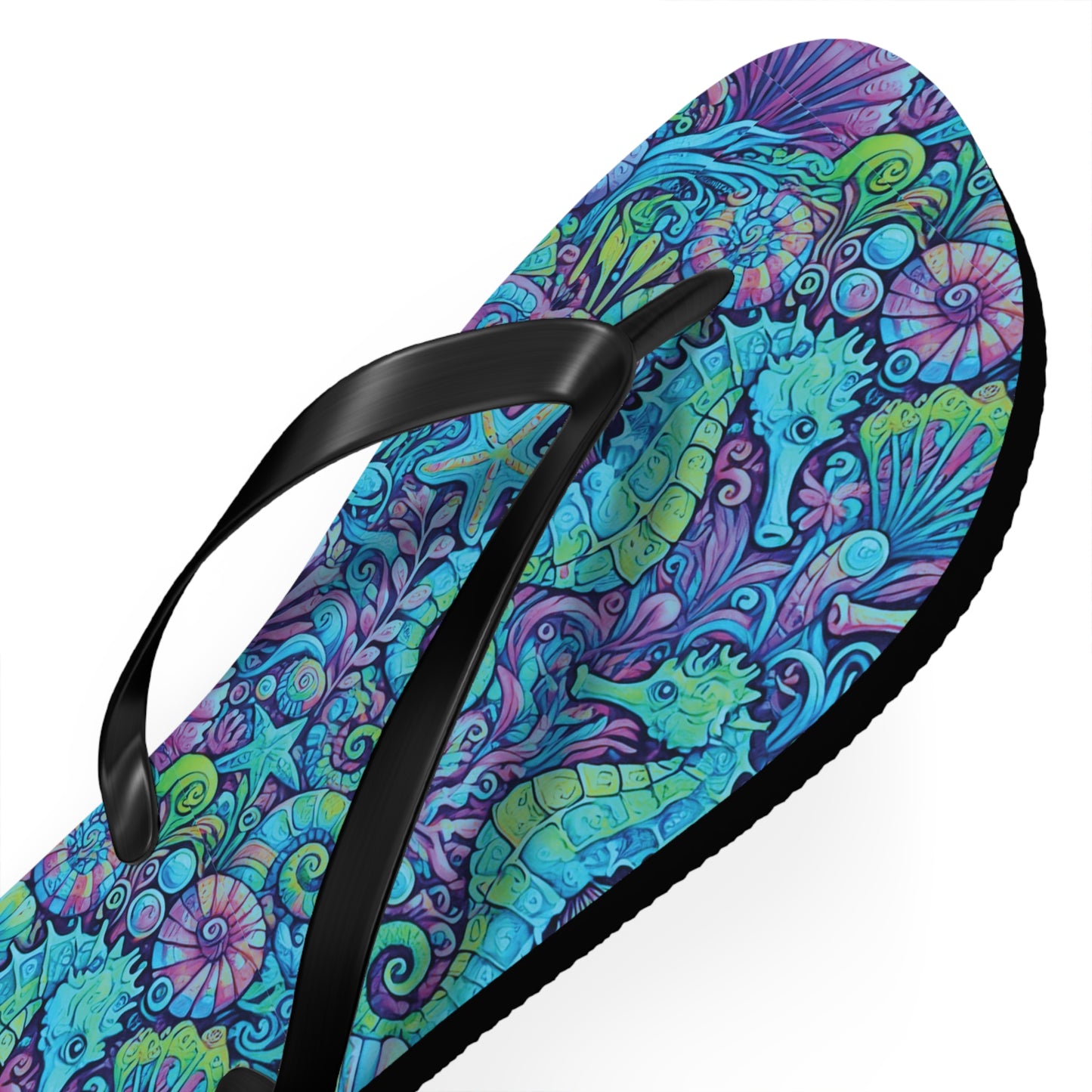 Flip Flops - Seahorses/Turquoise Pop