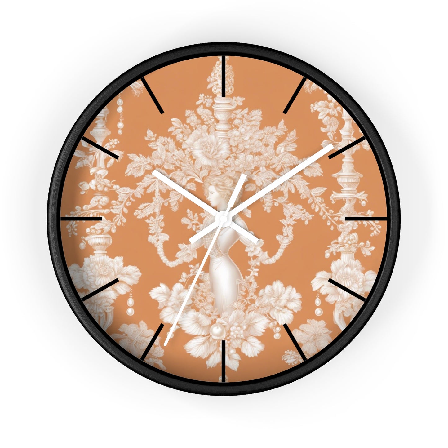 Wall Clock, Pearl Lady Toile / Melon, Hands/Base Variants