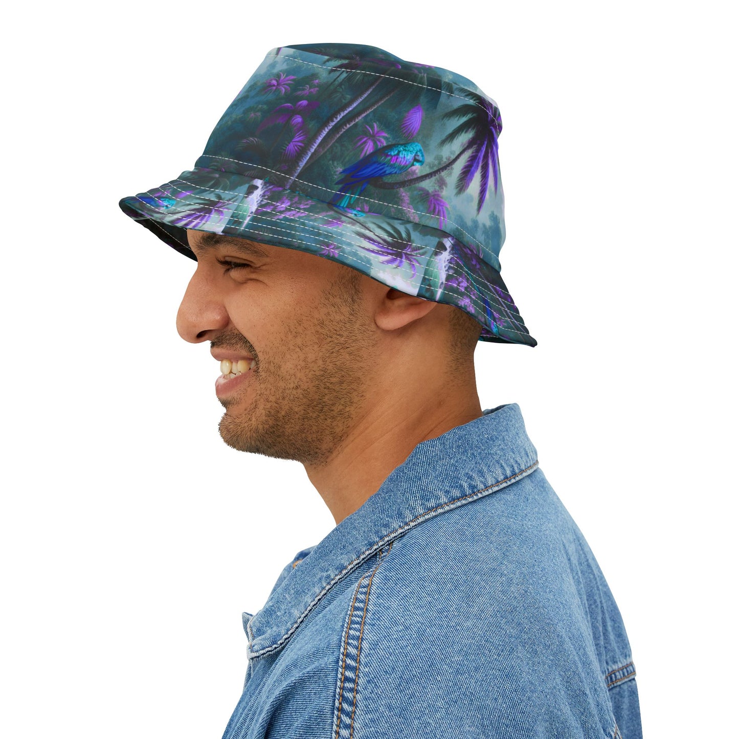 Tropical Polyester Bucket Hat, 2 Sizes - Sleeping Beauty Parrot